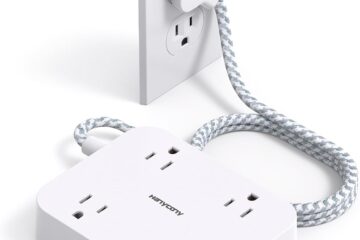 HANYCONY Flat Plug Extension Cord, 5ft Power Strip with 4...