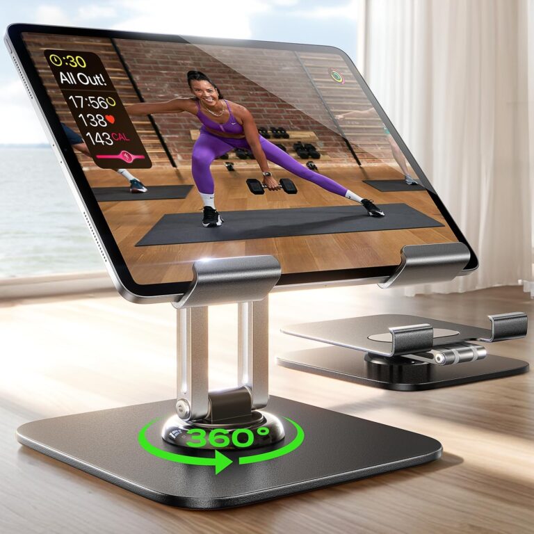 LISEN for iPad Stand Holder Adjustable Tablet Stand for Desk, 2025 for iPad Accessories Rotating Display Stand PC Office Accessories for Desk Women Kindle Table Mount/PS/Switch iPhone 12.9″-4.7″